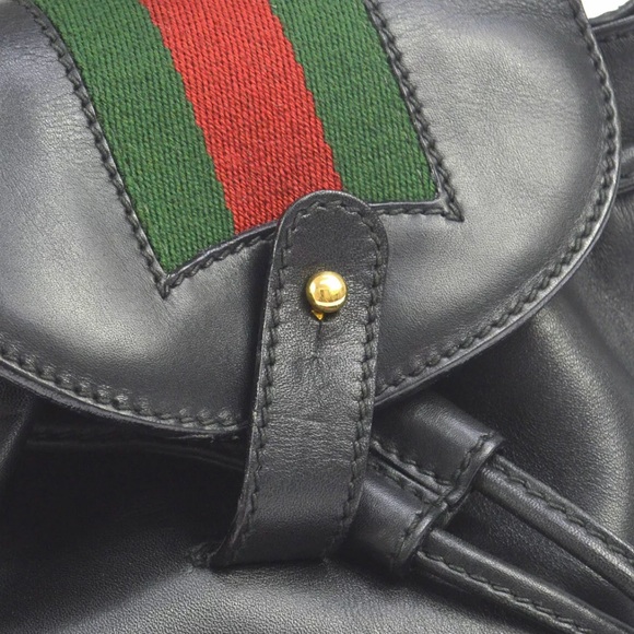 GUCCI Bamboo Shelly Line Backpack Italy Vintage - Picture 5 of 8